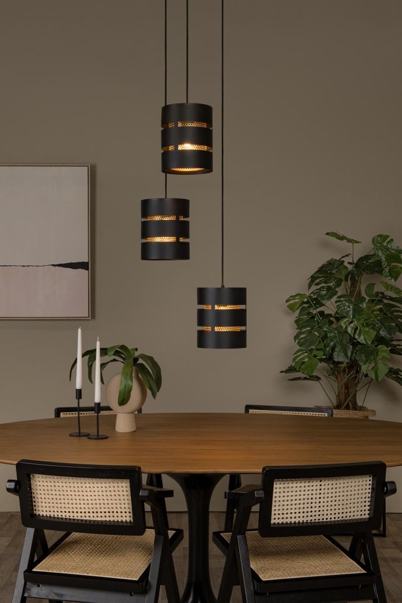 Lucide ROSAS - Závesné svietidlo - Ø 43 cm - 3xE27 - Čierna